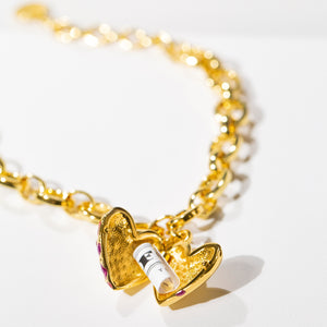 Jeweled Heart Bracelet - Gold